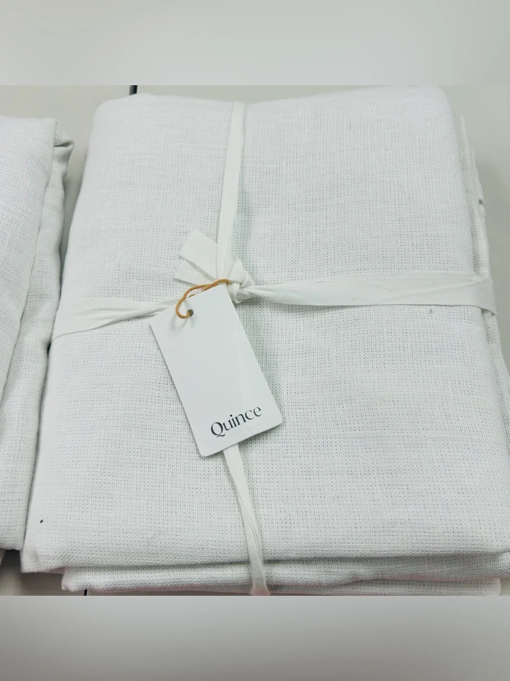 NWT QUINCE Set 2 48x84 Heavyweight European Linen Blackout Curtains White 8308